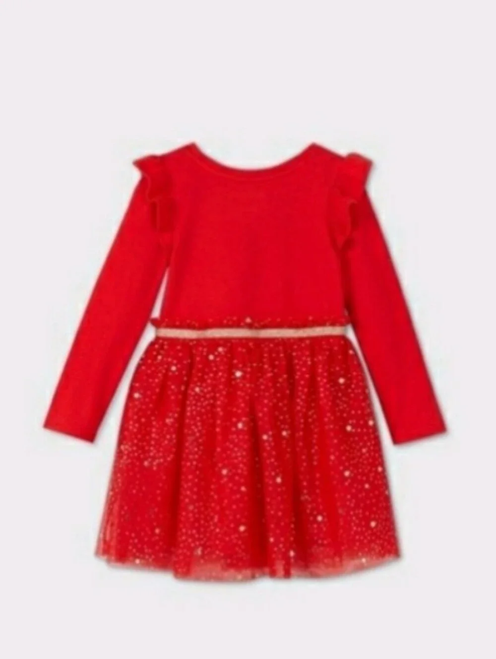 Cat & Jack Red Glitter Holiday Tulle Dress Size 3t Stars Girls Toddler